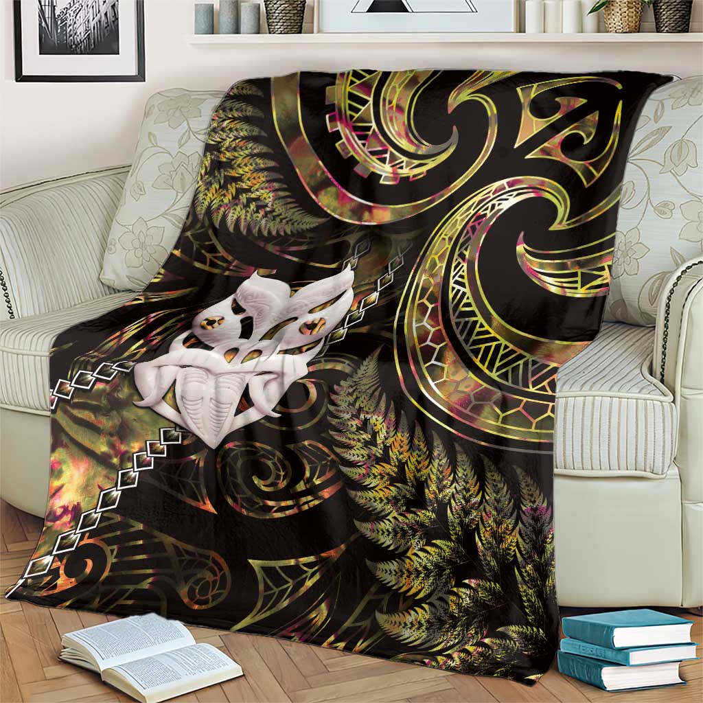 New Zealand Aotearoa Blanket Maori Wheku Paua Shell Glitter Gold LT05 - Polynesian Pride