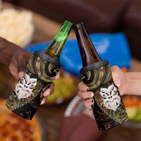 New Zealand Aotearoa 4 in 1 Can Cooler Tumbler Maori Wheku Paua Shell Glitter Gold