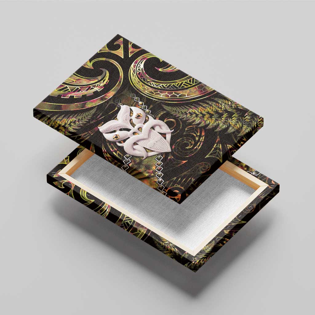 New Zealand Aotearoa Canvas Wall Art Maori Wheku Paua Shell Glitter Gold LT05 - Polynesian Pride
