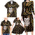 New Zealand Aotearoa Family Matching Long Sleeve Bodycon Dress and Hawaiian Shirt Maori Wheku Paua Shell Glitter Gold