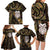 New Zealand Aotearoa Family Matching Long Sleeve Bodycon Dress and Hawaiian Shirt Maori Wheku Paua Shell Glitter Gold