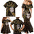 New Zealand Aotearoa Family Matching Mermaid Dress and Hawaiian Shirt Maori Wheku Paua Shell Glitter Gold