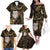 New Zealand Aotearoa Family Matching Off The Shoulder Long Sleeve Dress and Hawaiian Shirt Maori Wheku Paua Shell Glitter Gold