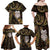 New Zealand Aotearoa Family Matching Off Shoulder Maxi Dress and Hawaiian Shirt Maori Wheku Paua Shell Glitter Gold