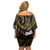 New Zealand Aotearoa Family Matching Off Shoulder Short Dress and Hawaiian Shirt Maori Wheku Paua Shell Glitter Gold