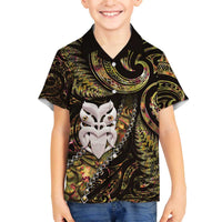 New Zealand Aotearoa Family Matching Off Shoulder Short Dress and Hawaiian Shirt Maori Wheku Paua Shell Glitter Gold