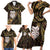 New Zealand Aotearoa Family Matching Short Sleeve Bodycon Dress and Hawaiian Shirt Maori Wheku Paua Shell Glitter Gold