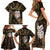 New Zealand Aotearoa Family Matching Short Sleeve Bodycon Dress and Hawaiian Shirt Maori Wheku Paua Shell Glitter Gold