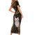 New Zealand Aotearoa Family Matching Short Sleeve Bodycon Dress and Hawaiian Shirt Maori Wheku Paua Shell Glitter Gold