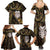 New Zealand Aotearoa Family Matching Summer Maxi Dress and Hawaiian Shirt Maori Wheku Paua Shell Glitter Gold