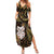 New Zealand Aotearoa Family Matching Summer Maxi Dress and Hawaiian Shirt Maori Wheku Paua Shell Glitter Gold