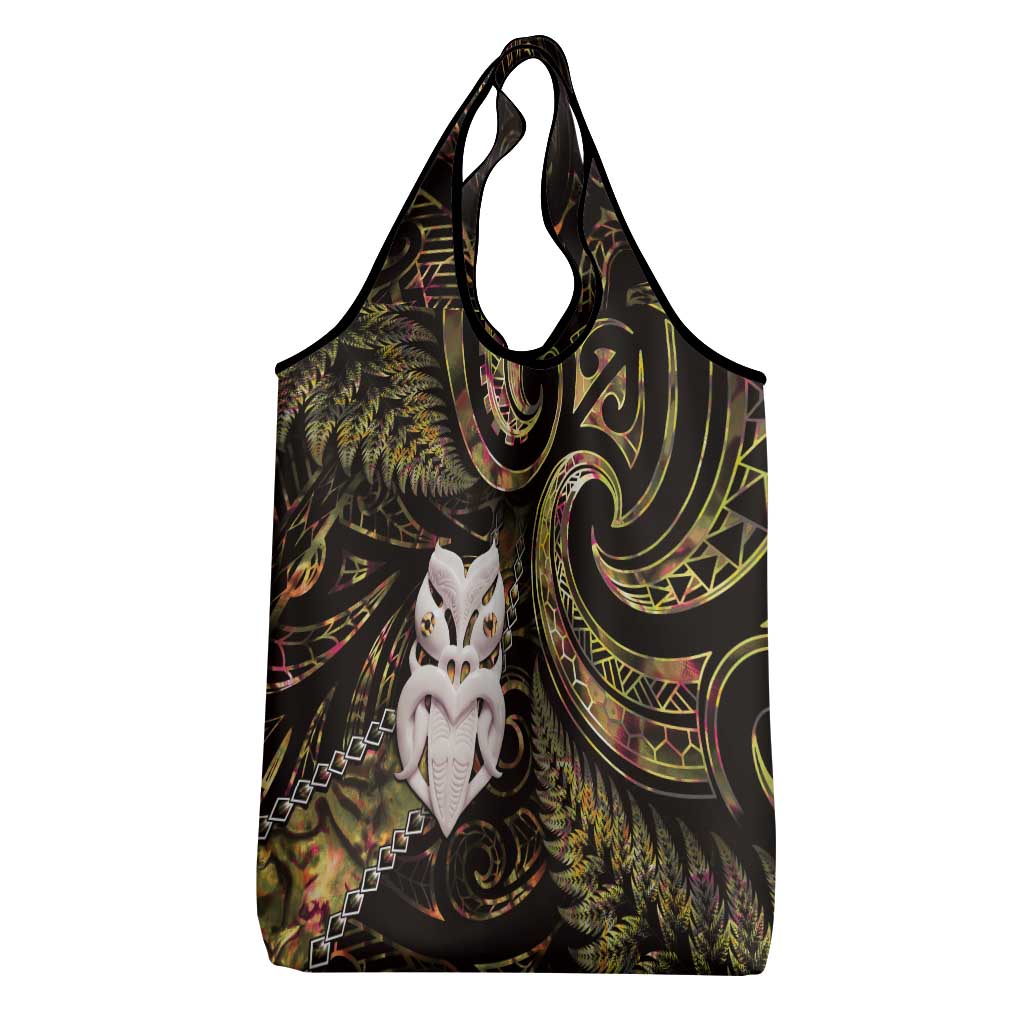 New Zealand Aotearoa Grocery Bag Maori Wheku Paua Shell Glitter Gold LT05 - Polynesian Pride