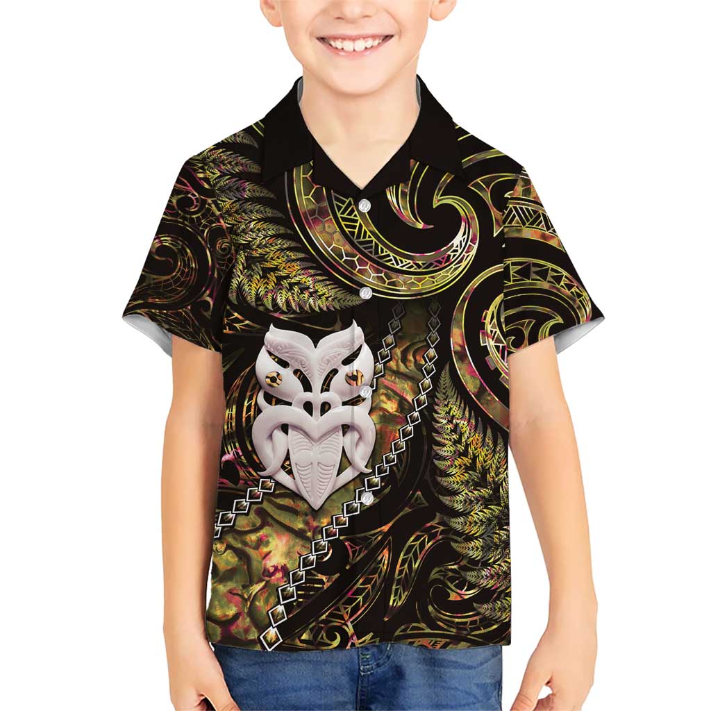 New Zealand Aotearoa Hawaiian Shirt Maori Wheku Paua Shell Glitter Gold LT05 - Polynesian Pride