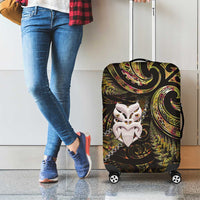 New Zealand Aotearoa Luggage Cover Maori Wheku Paua Shell Glitter Gold
