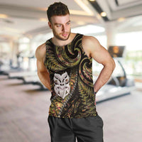 New Zealand Aotearoa Men Tank Top Maori Wheku Paua Shell Glitter Gold LT05 Gold - Polynesian Pride