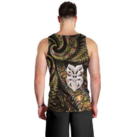 New Zealand Aotearoa Men Tank Top Maori Wheku Paua Shell Glitter Gold LT05 - Polynesian Pride