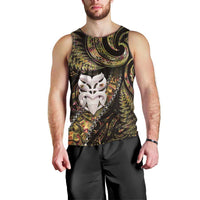 New Zealand Aotearoa Men Tank Top Maori Wheku Paua Shell Glitter Gold LT05 - Polynesian Pride