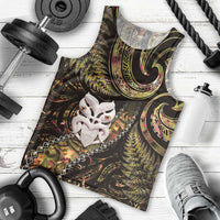 New Zealand Aotearoa Men Tank Top Maori Wheku Paua Shell Glitter Gold LT05 - Polynesian Pride