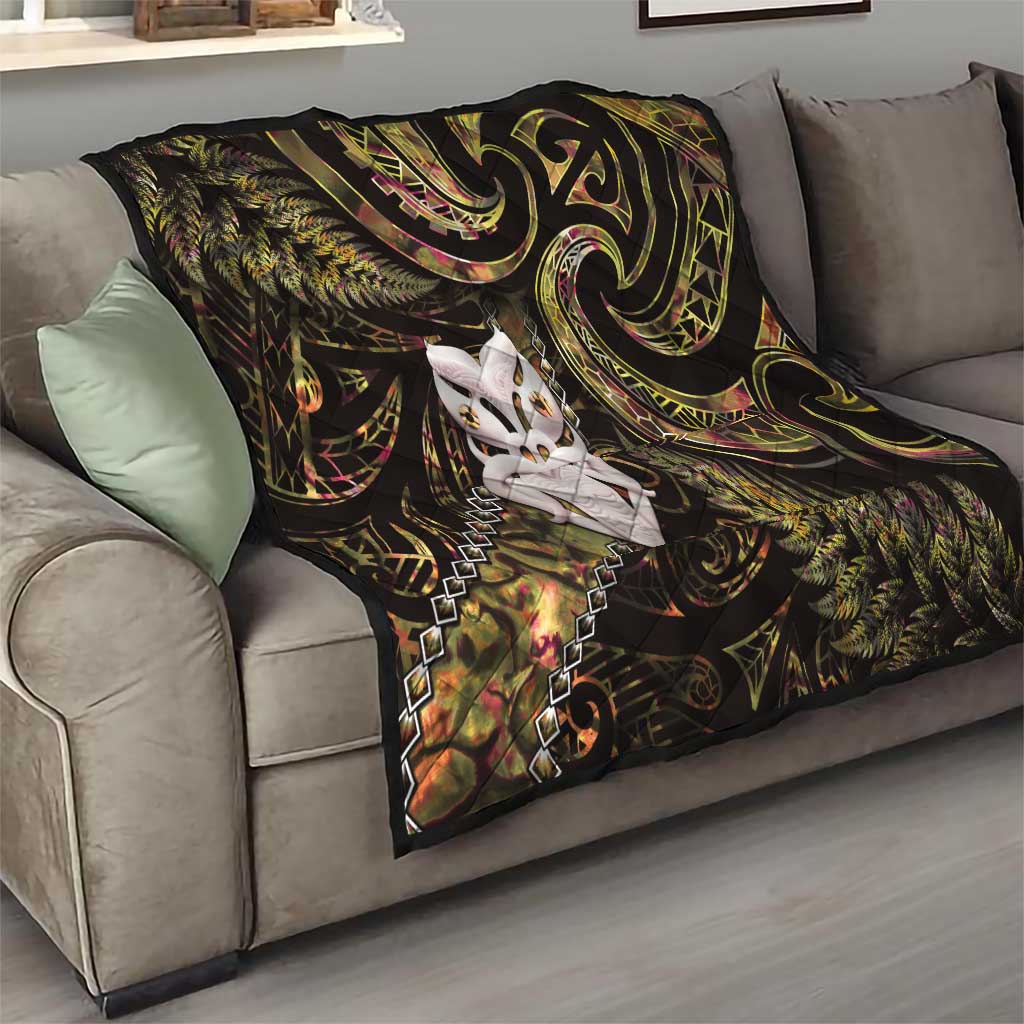 New Zealand Aotearoa Quilt Maori Wheku Paua Shell Glitter Gold