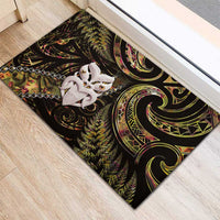 New Zealand Aotearoa Rubber Doormat Maori Wheku Paua Shell Glitter Gold LT05 - Polynesian Pride
