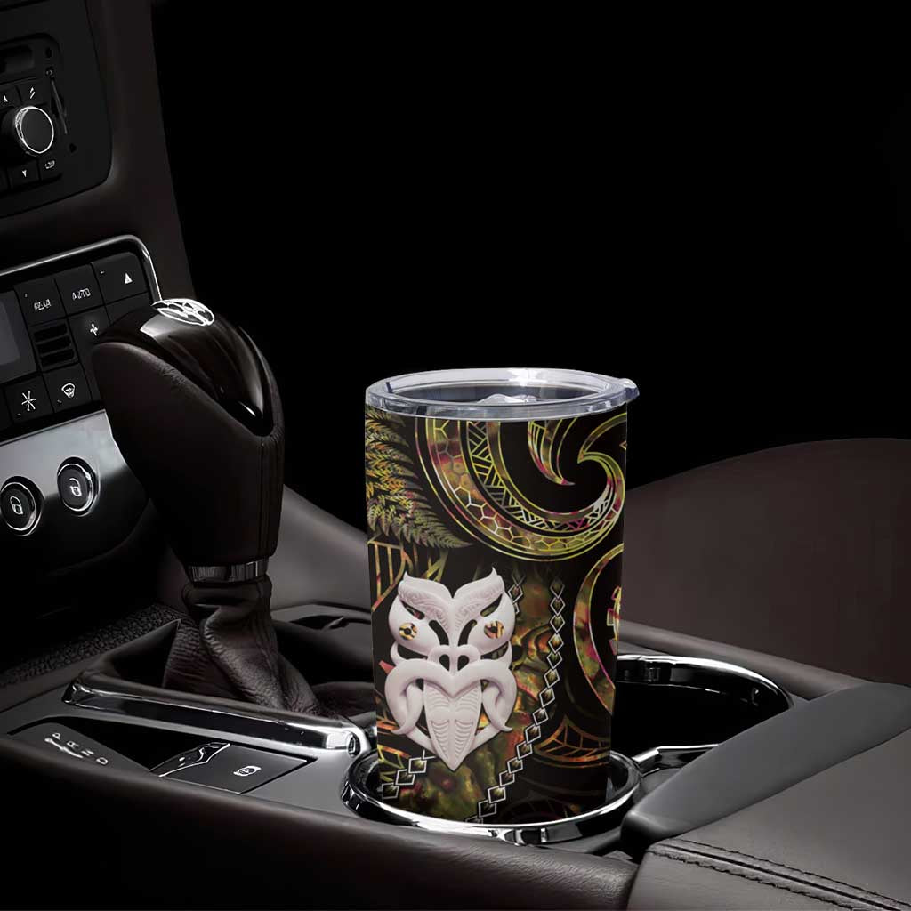 New Zealand Aotearoa Tumbler Cup Maori Wheku Paua Shell Glitter Gold LT05 - Polynesian Pride