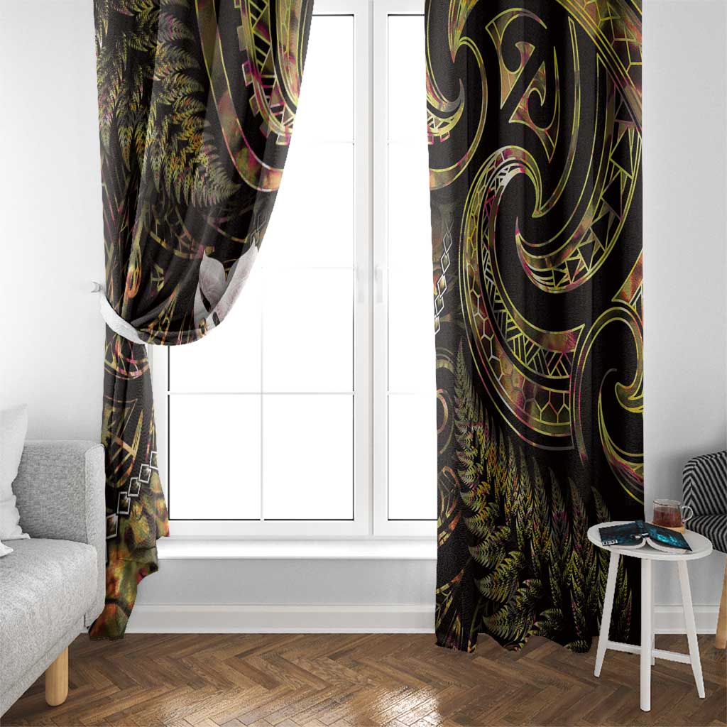 New Zealand Aotearoa Window Curtain Maori Wheku Paua Shell Glitter Gold LT05 - Polynesian Pride