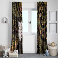 New Zealand Aotearoa Window Curtain Maori Wheku Paua Shell Glitter Gold LT05 - Polynesian Pride