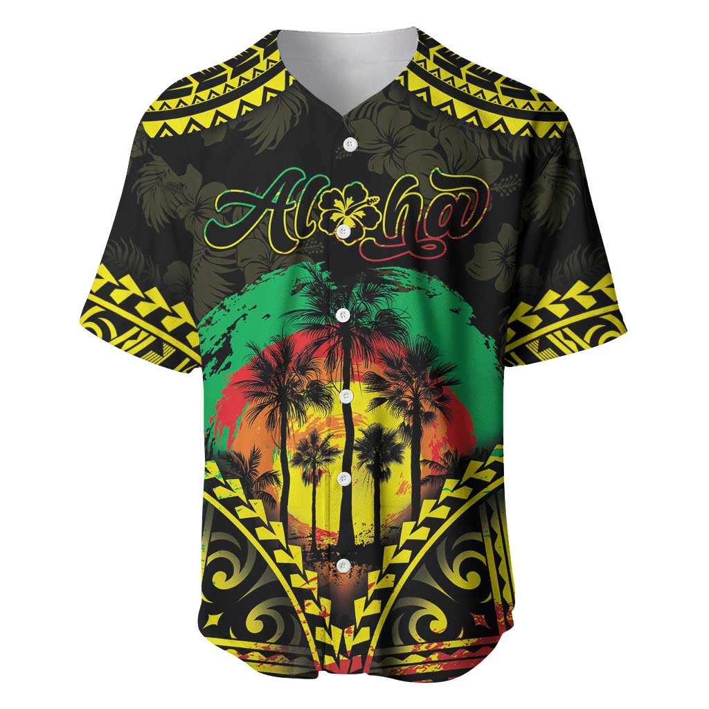 Aloha Tropical Palm Trees Baseball Jersey Reggae Polynesian Pattern