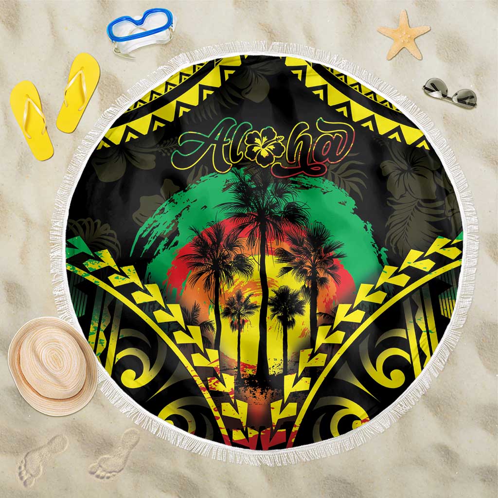 Aloha Tropical Palm Trees Beach Blanket Reggae Polynesian Pattern