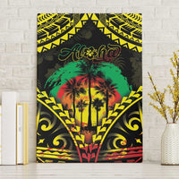 Aloha Tropical Palm Trees Canvas Wall Art Reggae Polynesian Pattern LT05 Without Frame Black - Polynesian Pride