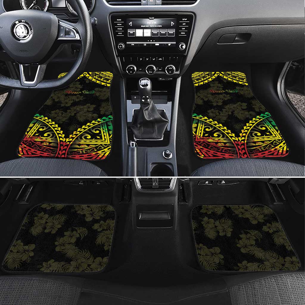 Aloha Tropical Palm Trees Car Mats Reggae Polynesian Pattern LT05 Set 4pcs Black - Polynesian Pride