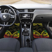 Aloha Tropical Palm Trees Car Mats Reggae Polynesian Pattern LT05 Set 2pcs - Front Black - Polynesian Pride