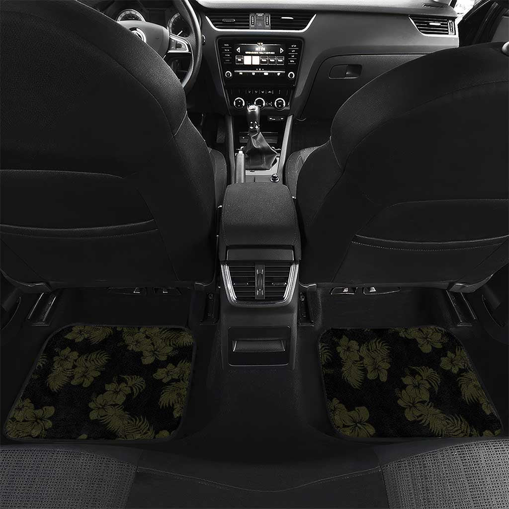 Aloha Tropical Palm Trees Car Mats Reggae Polynesian Pattern LT05 Set 2pcs - Back Black - Polynesian Pride