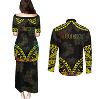Aloha Tropical Palm Trees Couples Matching Puletasi and Long Sleeve Button Shirt Reggae Polynesian Pattern LT05 - Polynesian Pride