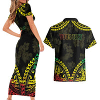 Aloha Tropical Palm Trees Couples Matching Short Sleeve Bodycon Dress and Hawaiian Shirt Reggae Polynesian Pattern LT05 - Polynesian Pride