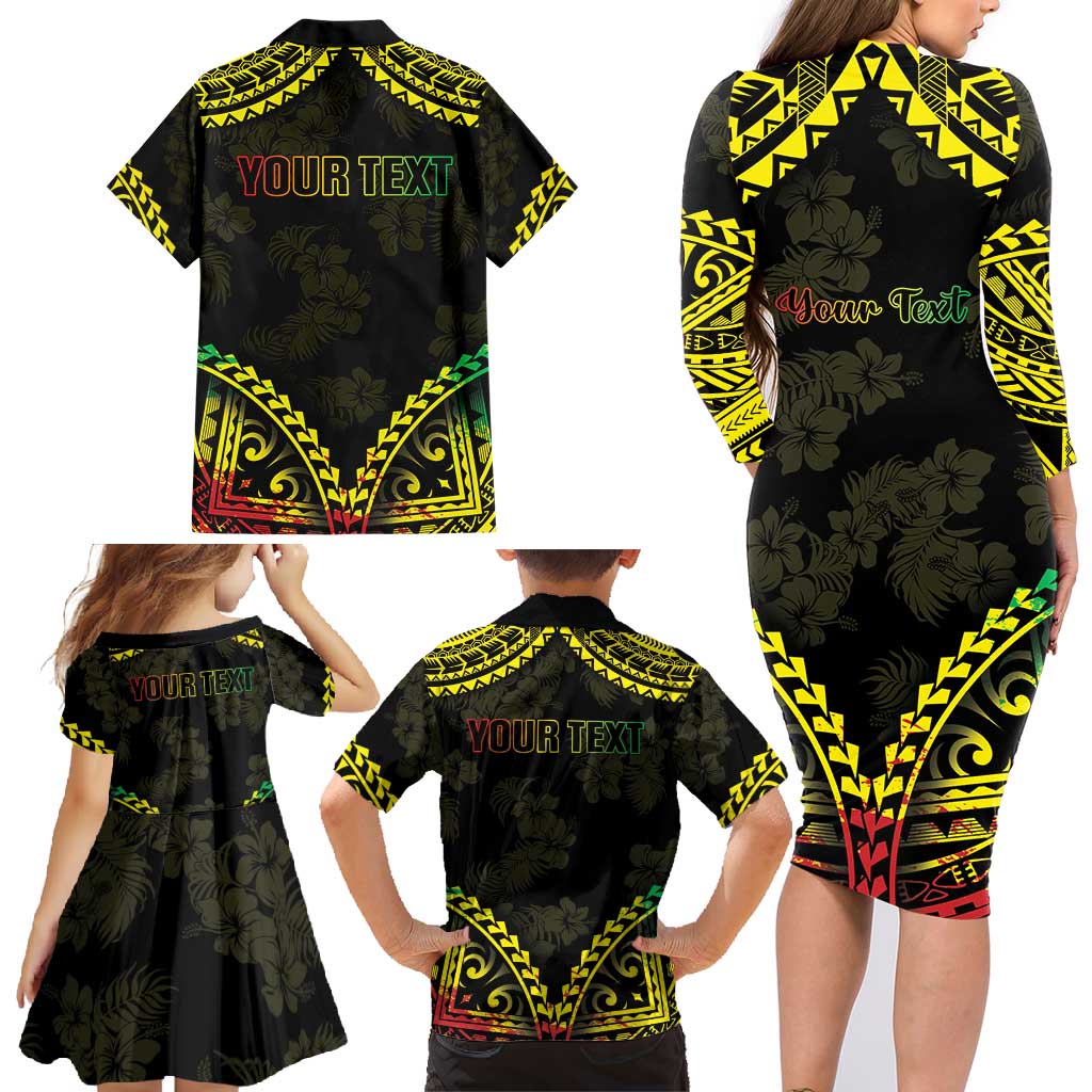 Aloha Tropical Palm Trees Family Matching Long Sleeve Bodycon Dress and Hawaiian Shirt Reggae Polynesian Pattern LT05 - Polynesian Pride