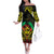 Aloha Tropical Palm Trees Family Matching Off The Shoulder Long Sleeve Dress and Hawaiian Shirt Reggae Polynesian Pattern