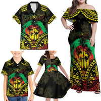 Aloha Tropical Palm Trees Family Matching Off Shoulder Maxi Dress and Hawaiian Shirt Reggae Polynesian Pattern LT05 - Polynesian Pride