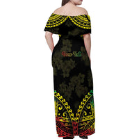 Aloha Tropical Palm Trees Family Matching Off Shoulder Maxi Dress and Hawaiian Shirt Reggae Polynesian Pattern LT05 - Polynesian Pride