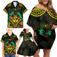 Aloha Tropical Palm Trees Family Matching Off Shoulder Short Dress and Hawaiian Shirt Reggae Polynesian Pattern LT05 - Polynesian Pride