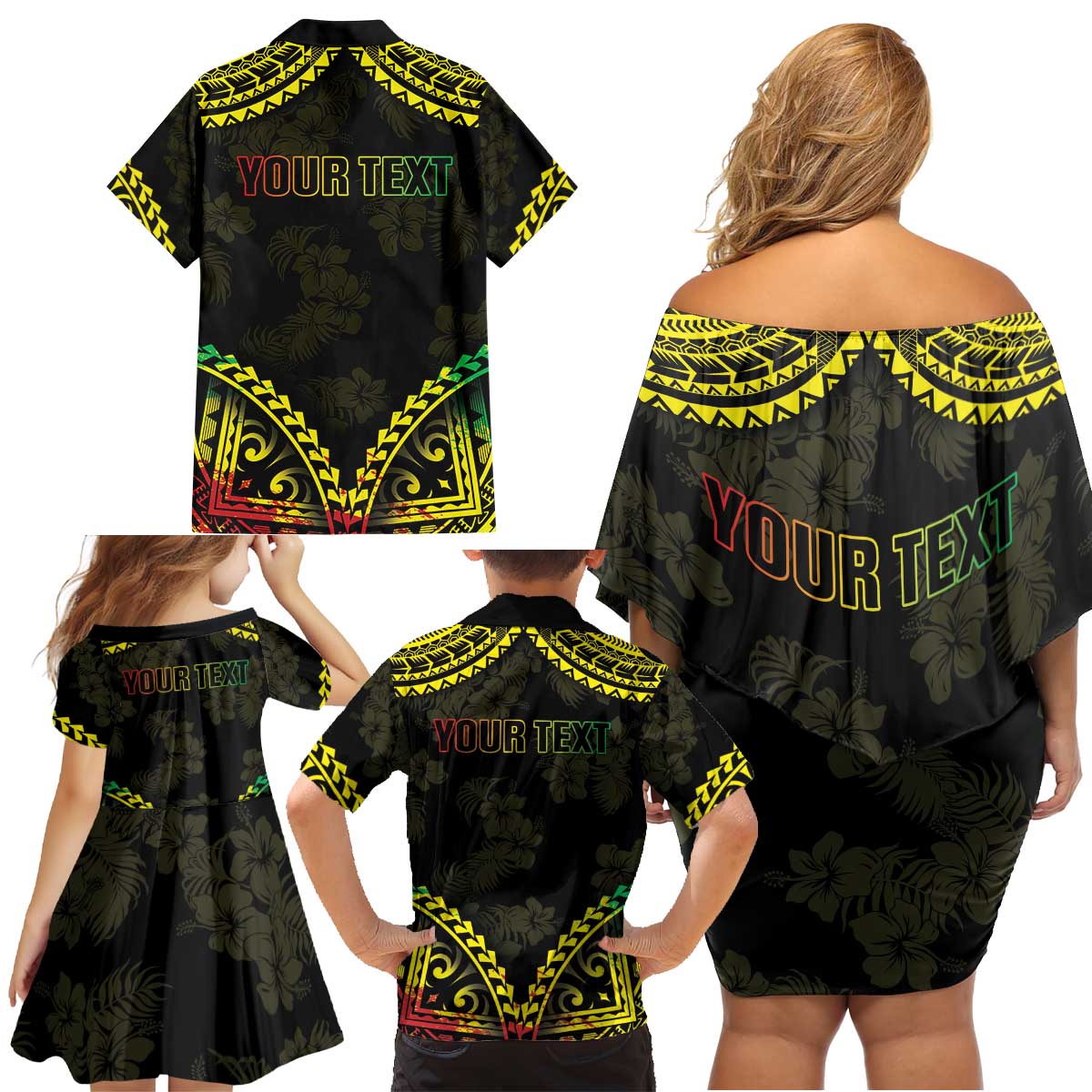 Aloha Tropical Palm Trees Family Matching Off Shoulder Short Dress and Hawaiian Shirt Reggae Polynesian Pattern LT05 - Polynesian Pride