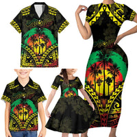 Aloha Tropical Palm Trees Family Matching Short Sleeve Bodycon Dress and Hawaiian Shirt Reggae Polynesian Pattern LT05 - Polynesian Pride