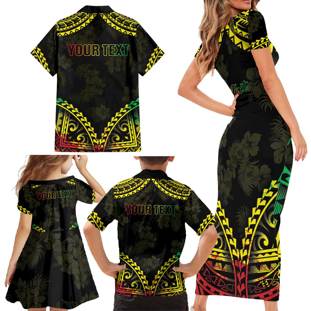 Aloha Tropical Palm Trees Family Matching Short Sleeve Bodycon Dress and Hawaiian Shirt Reggae Polynesian Pattern LT05 - Polynesian Pride
