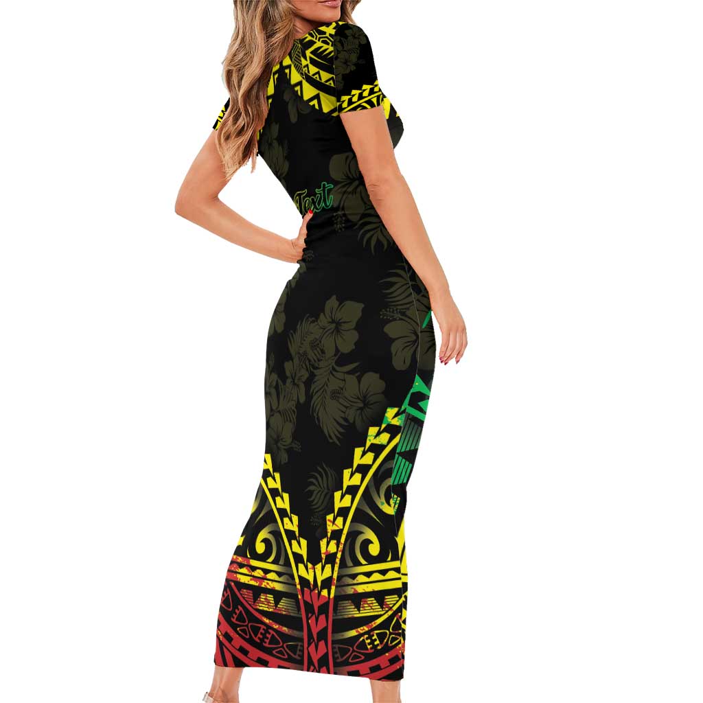 Aloha Tropical Palm Trees Family Matching Short Sleeve Bodycon Dress and Hawaiian Shirt Reggae Polynesian Pattern LT05 - Polynesian Pride
