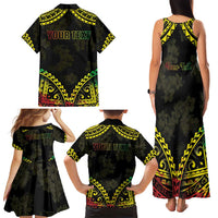 Aloha Tropical Palm Trees Family Matching Tank Maxi Dress and Hawaiian Shirt Reggae Polynesian Pattern LT05 - Polynesian Pride