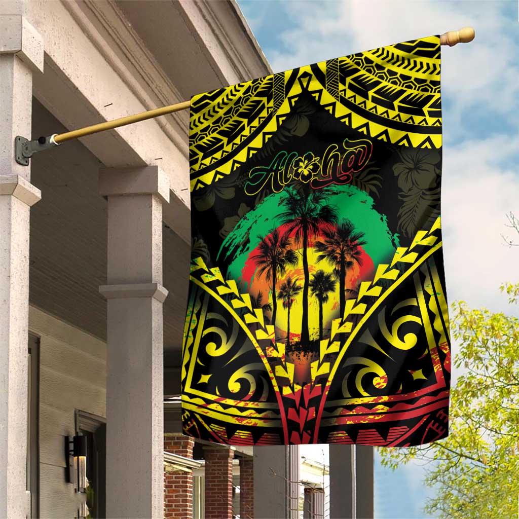 Aloha Tropical Palm Trees Garden Flag Reggae Polynesian Pattern LT05 House Flag Black - Polynesian Pride