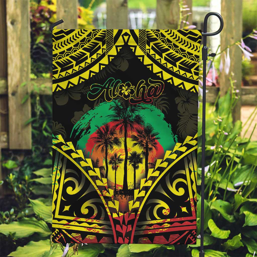 Aloha Tropical Palm Trees Garden Flag Reggae Polynesian Pattern LT05 Garden Flag Black - Polynesian Pride