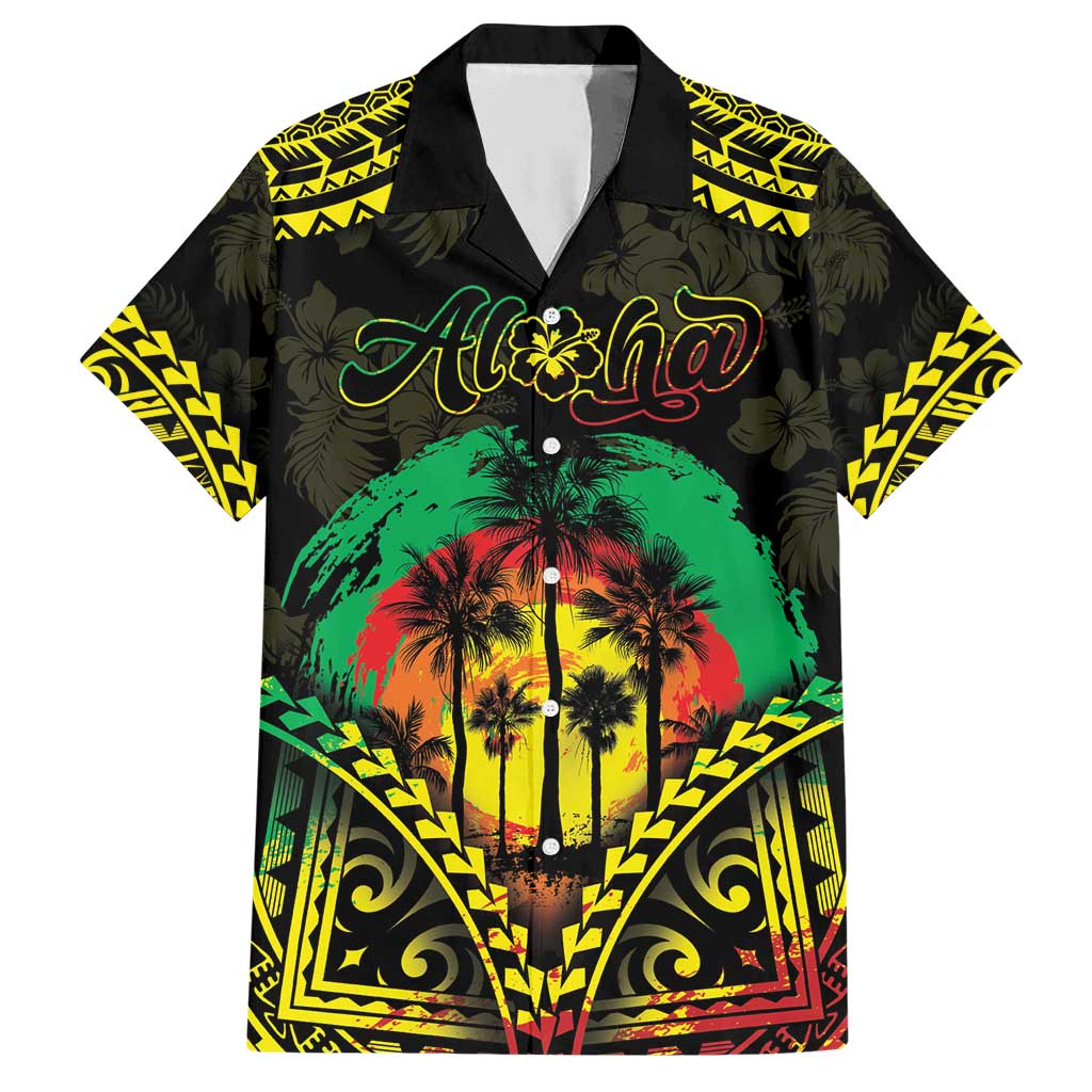 Aloha Tropical Palm Trees Hawaiian Shirt Reggae Polynesian Pattern LT05 Black - Polynesian Pride