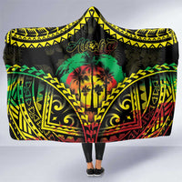 Aloha Tropical Palm Trees Hooded Blanket Reggae Polynesian Pattern LT05 One Size Black - Polynesian Pride
