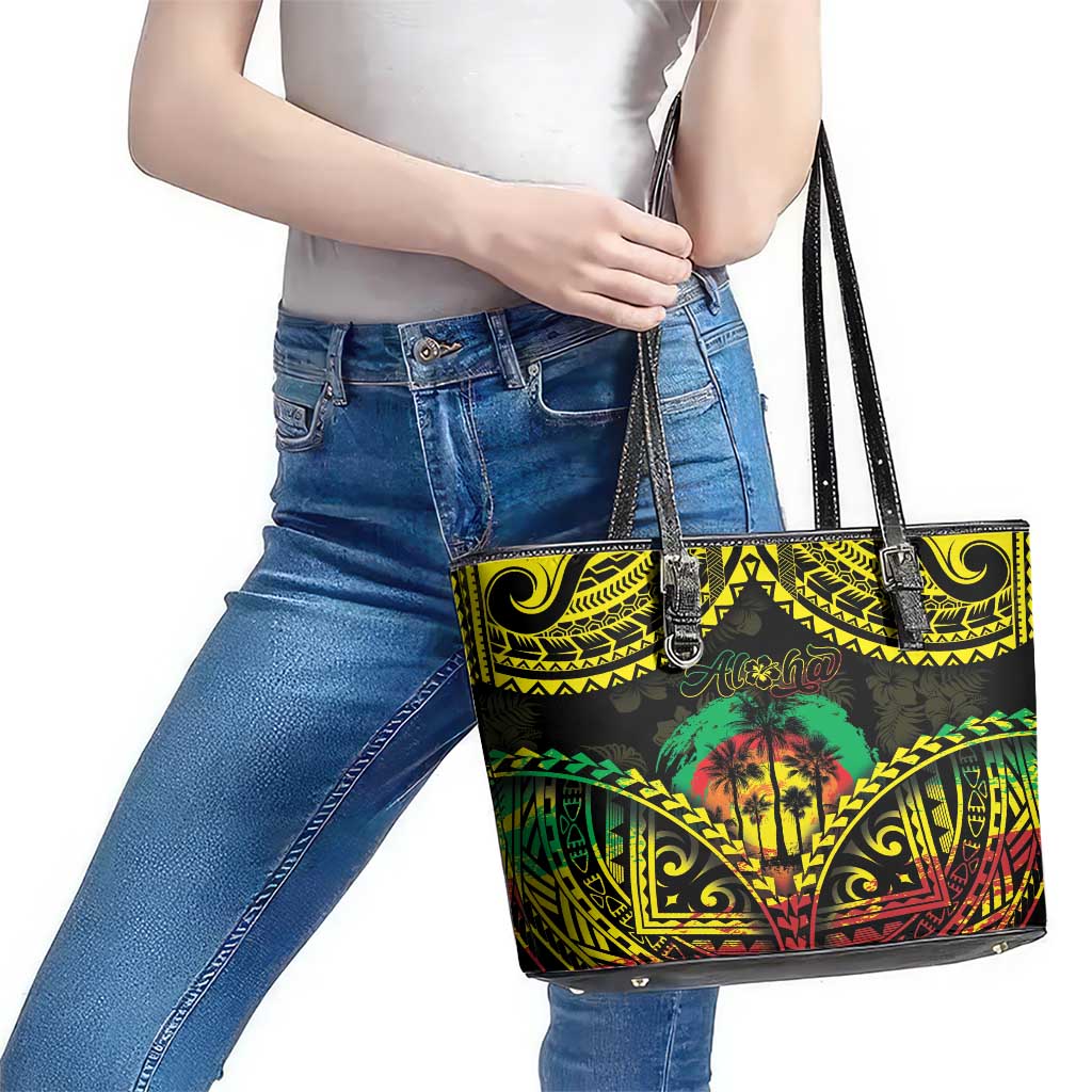 Aloha Tropical Palm Trees Leather Tote Bag Reggae Polynesian Pattern LT05 - Polynesian Pride